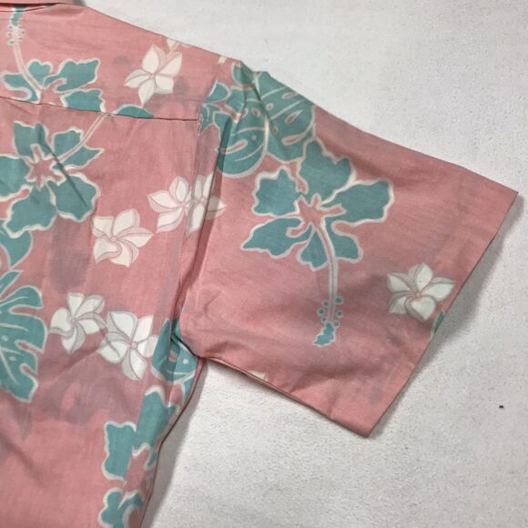 Vintage 90s KALAHEO Hawaiian Shirt Men S Pink Reverse Floral Palms Beach USA - Picture 9 of 16